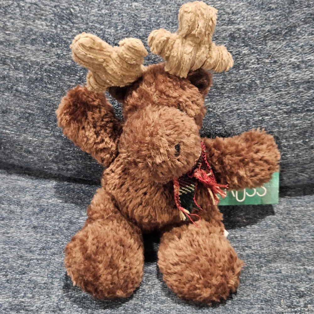 NEW Russ The Christmas Sampler "Antler" Stuffed Animal Reindeer With Plaid Scarf